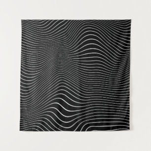 Psychedelische Wavy: Schwarz-weißer Hintergrund Wandteppich