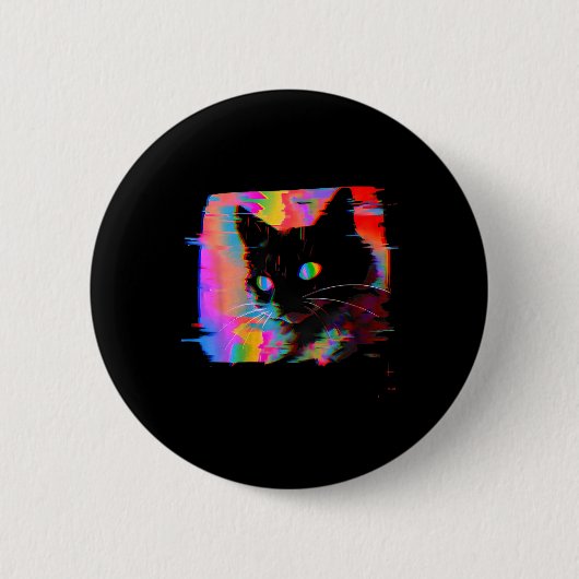 Psychedelische Weidcore Cat Vaporwave Ästhetische Button (Vorderseite)