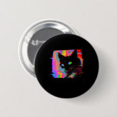 Psychedelische Weidcore Cat Vaporwave Ästhetische Button (Vorne & Hinten)