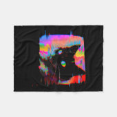 Psychedelische Weidcore Cat Vaporwave Ästhetische Fleecedecke (Vorderseite (Horizontal))