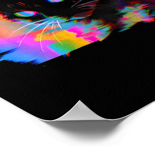 Psychedelische Weidcore Cat Vaporwave Ästhetische Poster (Ecke)