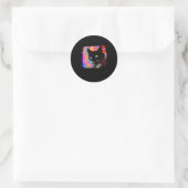 Psychedelische Weidcore Cat Vaporwave Ästhetische Runder Aufkleber (Tasche)