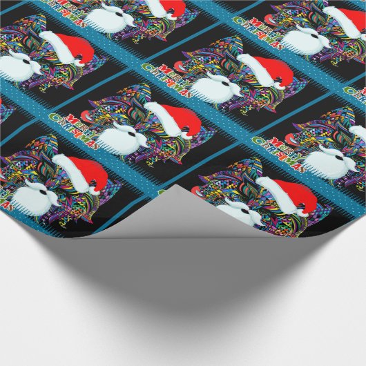 Psychedelische Weihnachtskatze Geschenkpapier (Ecke)
