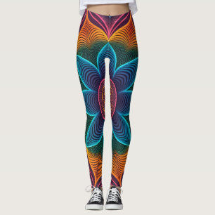Psychedelische Wellentäuschung   Nahtloses 3D-Neon Leggings