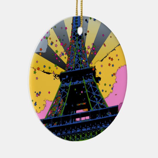 Psychedelische Welt: Eiffelturm, Paris Frankreich Keramikornament (Rechts)