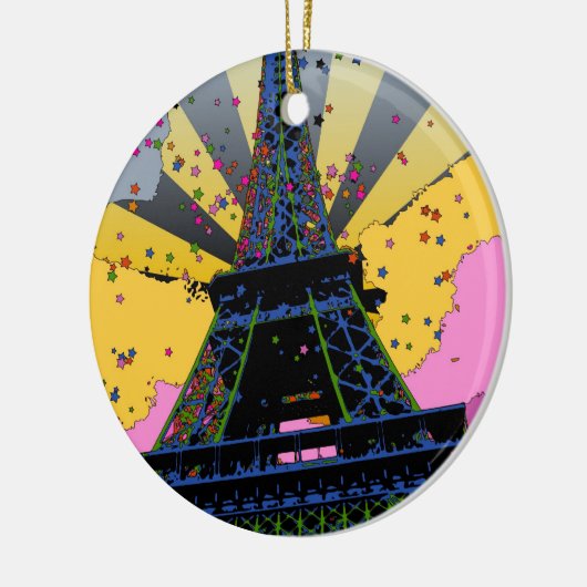 Psychedelische Welt: Eiffelturm, Paris Frankreich Keramikornament (Links)
