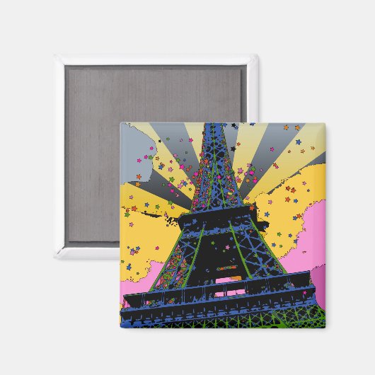 Psychedelische Welt: Eiffelturm, Paris Frankreich  Magnet (Vorderseite/Rückseite)