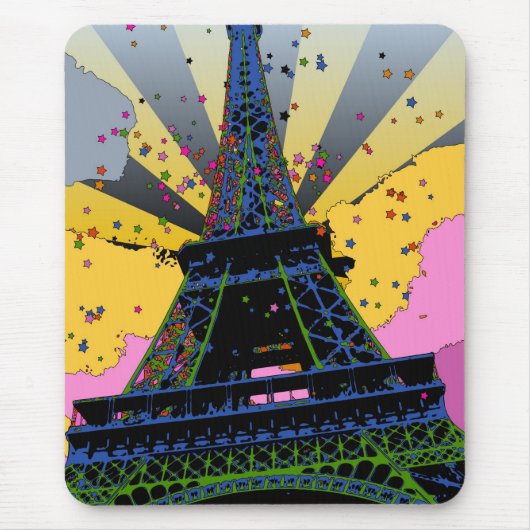 Psychedelische Welt: Eiffelturm, Paris Frankreich Mousepad (Vorne)