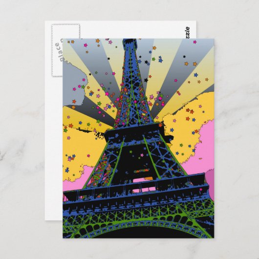 Psychedelische Welt: Eiffelturm, Paris Frankreich Postkarte (Vorne/Hinten)