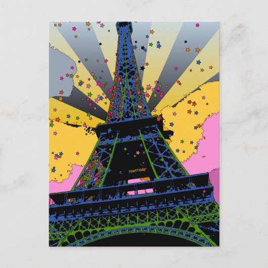 Psychedelische Welt: Eiffelturm, Paris Frankreich Postkarte (Vorderseite)