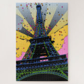 Psychedelische Welt: Eiffelturm, Paris Frankreich Puzzle (Vertikal)