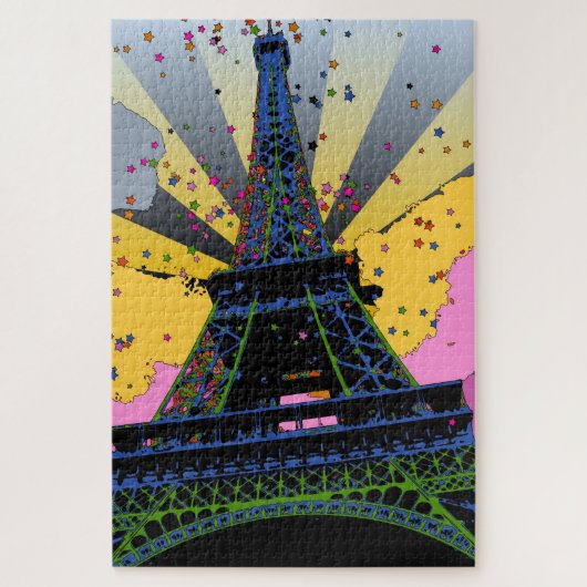 Psychedelische Welt: Eiffelturm, Paris Frankreich Puzzle (Vertikal)