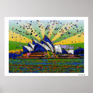 Psychedelische Welt: Skyline A2 Sydneys Australien Poster