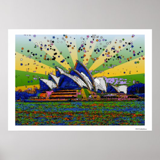 Psychedelische Welt: Sydney Australien Skyline A2 Poster (Vorne)
