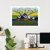 Psychedelische Welt: Sydney Australien Skyline A2 Poster (Heimbüro)