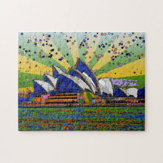 Psychedelische Welt: Sydney Australien Skyline A2 Puzzle (Horizontal)