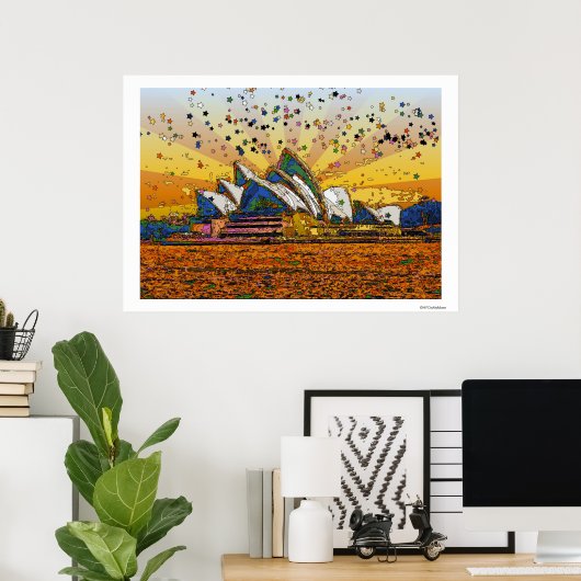 Psychedelische Welt: Sydney Skyline A1 Poster (Heimbüro)