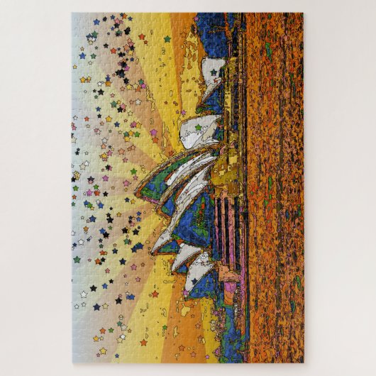 Psychedelische Welt: Sydney Skyline A1 Puzzle (Vertikal)