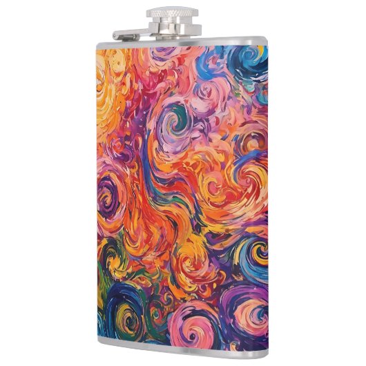 Psychedelische Wirbel Ölgemälde Flachmann (Links)