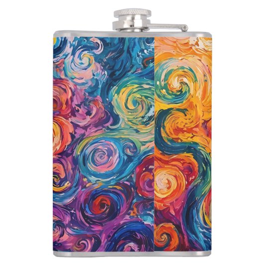Psychedelische Wirbel Ölgemälde Flachmann (Rückseite)