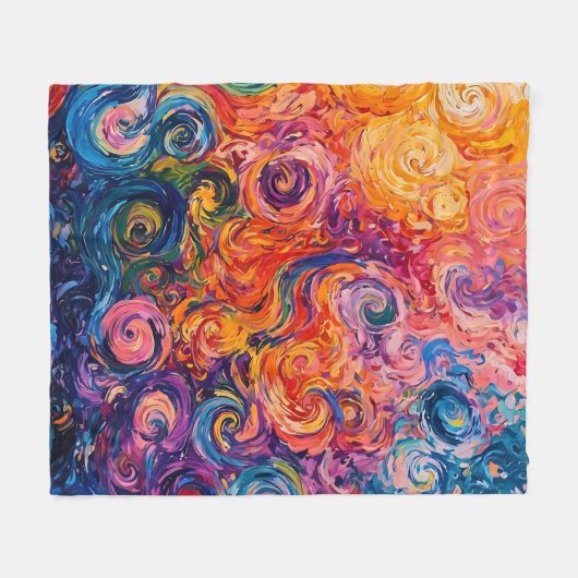 Psychedelische Wirbel Ölgemälde Fleecedecke (Vorderseite (Horizontal))