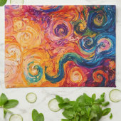 Psychedelische Wirbel Ölgemälde Geschirrtuch (Gefaltet)