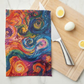 Psychedelische Wirbel Ölgemälde Geschirrtuch (Viertel Falte)