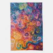 Psychedelische Wirbel Ölgemälde Geschirrtuch (Vertikal)