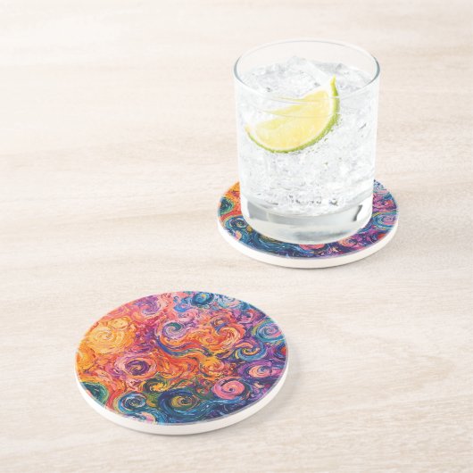 Psychedelische Wirbel Ölgemälde Getränkeuntersetzer (Seite)