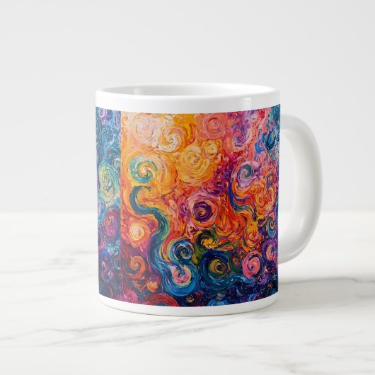 Psychedelische Wirbel Ölgemälde Jumbo-Tasse (Vorderseite Rechts)