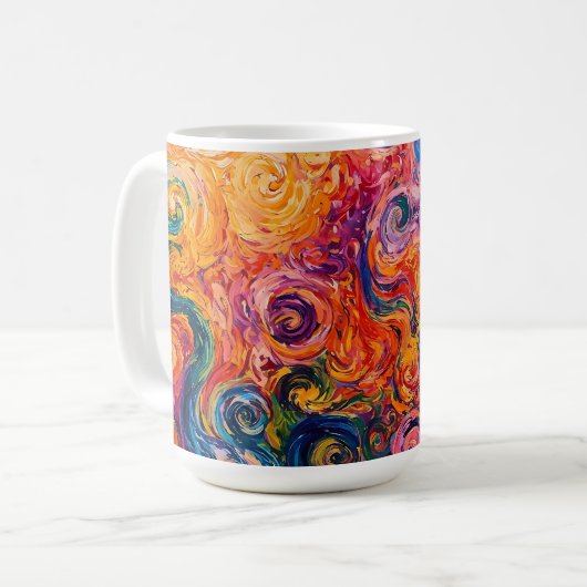 Psychedelische Wirbel Ölgemälde Kaffeetasse (Vorderseite Links)