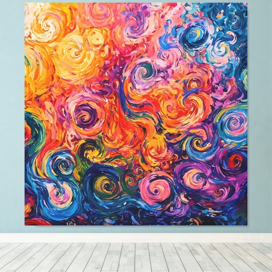 Psychedelische Wirbel Ölgemälde Leinwanddruck (Insitu (Holzboden))