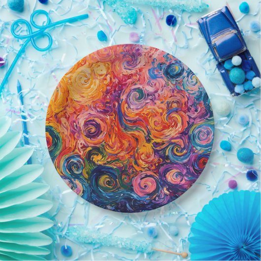 Psychedelische Wirbel Ölgemälde Pappteller (Party)