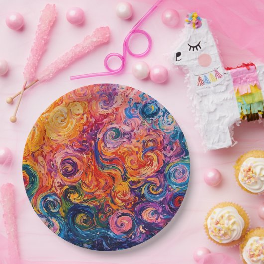 Psychedelische Wirbel Ölgemälde Pappteller (Party)