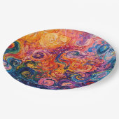 Psychedelische Wirbel Ölgemälde Pappteller (Schrägansicht)