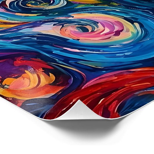 Psychedelische Wirbel Ölgemälde Poster (Ecke)