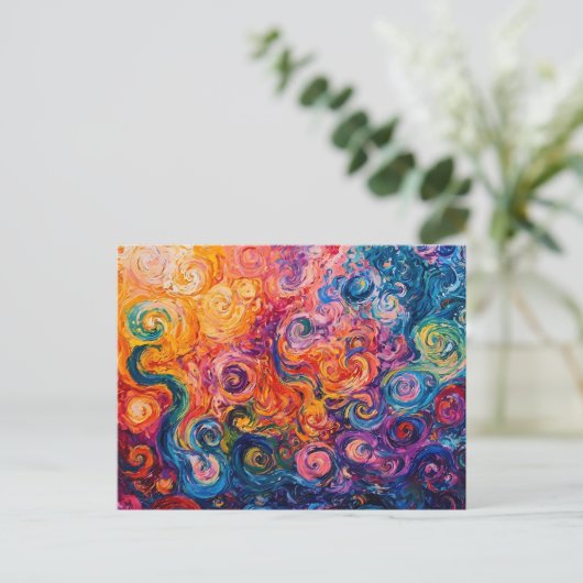 Psychedelische Wirbel Ölgemälde Postkarte (Stehend Vorderseite)