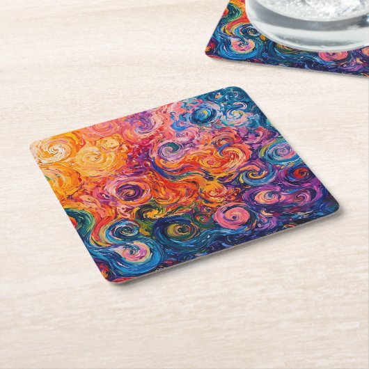 Psychedelische Wirbel Ölgemälde Rechteckiger Pappuntersetzer (angewinkelt)