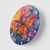 Psychedelische Wirbel Ölgemälde Runde Wanduhr (Winkel)