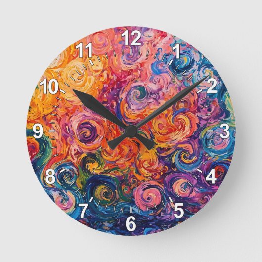 Psychedelische Wirbel Ölgemälde Runde Wanduhr (Vorderseite)