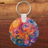 Psychedelische Wirbel Ölgemälde Schlüsselanhänger (Rückseite)