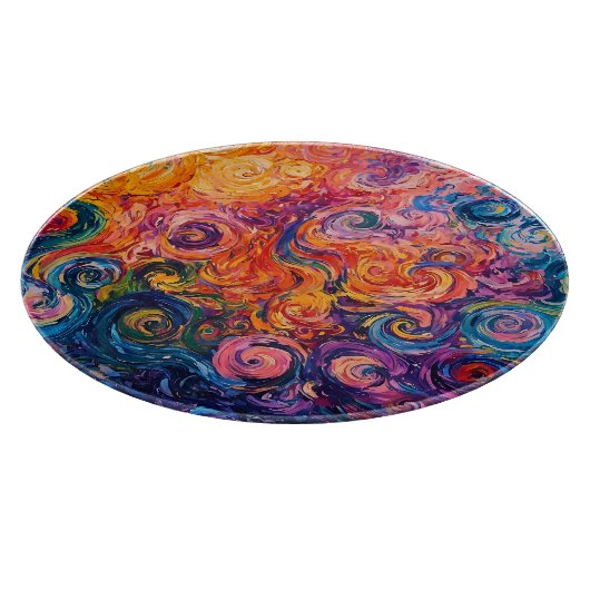 Psychedelische Wirbel Ölgemälde Schneidebrett (Ecke)