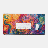 Psychedelische Wirbel Ölgemälde Schreibtischunterlage (Tastatur & Maus)