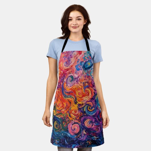 Psychedelische Wirbel Ölgemälde Schürze (Getragen)