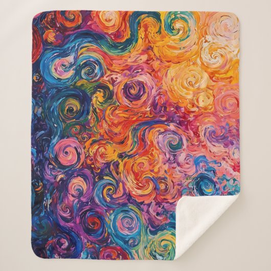 Psychedelische Wirbel Ölgemälde Sherpadecke (Vorderseite)