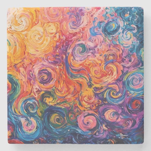 Psychedelische Wirbel Ölgemälde Steinuntersetzer (Vorderseite)