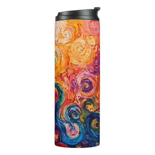 Psychedelische Wirbel Ölgemälde Thermosbecher (Nach links gedreht)