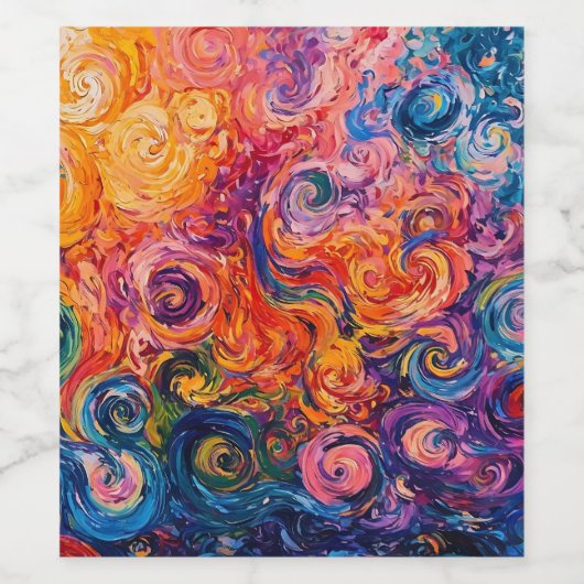 Psychedelische Wirbel Ölgemälde Weinetikett (Einzelnes Label)