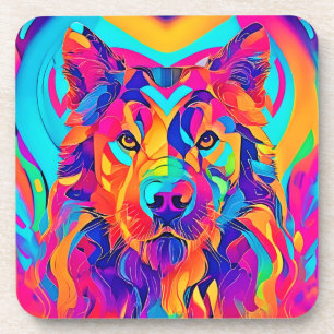 Psychedelische Wolf Majestät Getränkeuntersetzer