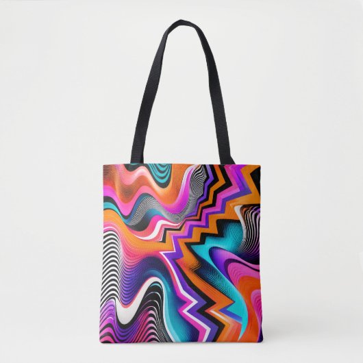 Psychedelische Zickzack-Abstrakt-Tasche Tasche (Vorderseite)